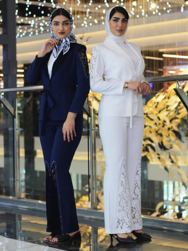 کت و شلوار مجلسی گیپور پارچه کرپ